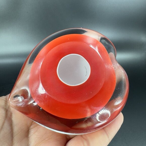 Hand Blown Red Heart Glass Paperweight Figurine Cased Heavy Glass Figure VTG - Picture 7 of 16